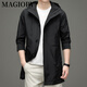 MAGIOPY high-end brand men's high-end fashion mid-length hooded windbreaker men's 2025 spring and autumn new style black M 170