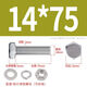 Parrot 304 stainless steel external hexagonal screw bolt set with nut full thread long screw M3M4M5M6M8M10M12 M14 thread diameter 14mm 2 sets length 190mm