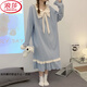 
LangSha (LangSha) bow sweet nightgown for women in spring, autumn, winter and summer long-sleeved thin cotton 2025 new large-size pajamas for women home clothes 16863 green eyes [without chest pad] M 160