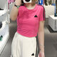 Adidas neo kurzärmelige Frauenkleidung 2025 Frühling Neues Lauf-Fitness-Training Sportswear Atmungsfreie Mode Casual Round Neck T-Shirt JV9859 Pulse Magenta s