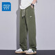Pure cotton straight casual pants for men 2025 new trendy loose autumn thin sports high-end long pants military green breathable thin L recommended 110-130 Jin Jin equals 0.5 kg