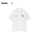 Bosie Boxi 2025 Été Nouvelle plage chaise brodée conception de chemise à manches courtes couple masculin adolescent Trend White 2xl