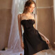 Montagut pijama francés sexy ssy hot howat sospeche sospechose set de dos piezas de dos piezas ropa de manga larga ropa de manga larga pura y lujuriosa xe6629# sexy negro con almohadilla de cofre extraíble de una talla m suspender + sleeping bocina
