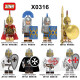 积木X0316中古罗马士兵斯巴达勇士骑士适用于拼插人仔拼装玩具 X0316一套8款