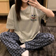 Hongdou Pyjamas für Frauen 2025 neue Sommer-Kurzärmer-Hosen reine Baumwoll-Junior High School-Schüler Big Children süße Heimkleidung 6625-Taoxin Little Bear-Short-Short-Sekunden-Hzm XL-Frauen (Höhe 162-168.110-128jin [Jin gleich 0,5 kg]))