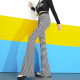 2025 rayas caídas de primavera y verano Pantalones de microflares informales sueltos Pantalones de caña alta de alta pierna anchura Pantalones largos largos Color de moda [MY-686] XL