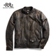RALPH LAUREN Ralph Lauren Men's Classic Slim Fit Leather Motorcycle Jacket RL90195 001-Picture Color XS