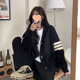 XCFREHT [1484 people collect] Japanese lazy style sweater new knitted cardigan jacket dopamine fashionable lazy black XL (120Jin[Jin equals 0.5 kg]-130Jin[Jin equals 0.5 kg])