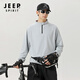 JEEP SPIRIT sports long-sleeved men's spring and summer breathable quick-drying half-zip T-shirt men's outdoor training sports top cycling jersey light gray M