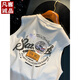 Vancl Loose American Vest Men 2025 Sommer Trend gedrucktes ärmelloses T-Shirt Vest Casual Sports Sweatshirt T-Shirt Männer 9906-1 Weißer regulärer XL für 124-140jin [Jin entspricht 0,5 kg]