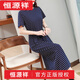 恒源祥（hengyuanxiang）纯棉条纹连衣裙女夏长款过膝收腰显瘦宽松大码遮肚子t恤长裙全棉1 品牌黑色6627款 有口袋 2XL 131-140斤