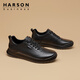 Harson Men's Shoes Business Casual Leather Shoes 2025 Autumn Genuine Leather High-End Commuting Walking Shoes Black 43