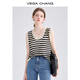 Vega Chang Hosentender Weste für Frauen 2025 Neuer Sommer Casual Striped Hollow Design ärmellose Strickweste Schwarze braune Streifen gleich groß Größe