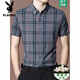 花花公子（PLAYBOY）高档男士桑蚕丝条纹短袖衬衫2025夏季新款商务休闲薄款衬衣男 深灰色【2603款】 4XL 190【建议180-200斤】