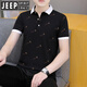 JEEP SPIRIT夏季男士短袖翻领polo衫高端潮流有领子半袖青年T恤休闲百搭体恤 黑色 QY679 M 100-120斤