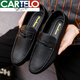 卡帝乐鳄鱼（CARTELO）夏季男鞋乐福鞋男2025年韩版男士休闲皮鞋软底社会小伙青年鞋 D826黑色 39