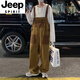 Jeep Spirit Formehought Fonctionnel Wind Sauthoue de Street's Freed Freed Casual Straight Ins Trendy Loose One-Piece Wide-leg Suspenders Brown M Brown M