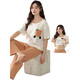 Jingpufei-Pyjamas mit Brustpolstern für Frauen, kurzärmelige Hose, Hauskleidung, können außerhalb von 5009 getragen werden [Mittelkissen + Baumwollgewebe] 142 185 xxl Cod [empfohlen 140jin [Jin gleich 0,5 kg] -160jin [Jin gleich 0,5 kg]]]