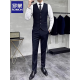 Romon Suit Vest Suit Set Men's Wedding Groomsmen's Group Dress Business Casual Large Size Workwear Vest Professional Outfit LT8801 Black Vest XL (175)