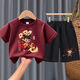Disney (Disney) Children's Girl Summer Set Pure Cotton Shorts Shorts Handsome Cool Boy Summer Nezha Vêtements 2002 # Brew Red + 1098 # Shorts noirs 90