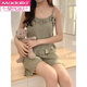 Modal Pyjamas mit Brustpolster für Frauen, Sommer Pure Cotton Princess Style Sexy Hosentender Zwei-teiliger Anzug Sommerbohnengrün Home Kleidung 723 Bohnengrün [mit nicht abnehmbarem Brustpolster] M [Gewicht vorschlagen 75-95 Jin [Jin gleich 0,5 kg]]]