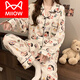 Cat Man (Miiow) Pyjamas mit Brustpolster für Frauen im Frühling, Herbst und Winter reines Baumwoll süßer Cartoon Langarm Lose Sommer Neues Stil Kleidung 02 A724 Kätzchen weiß [mit Brustpolster] M 160