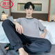 Langsha (Langsha) Pure Cotton Herren-Pyjamas kurzärmelige Hose losen lässiger Anzug Sommer Dünner koreanischer Stil mittleren Alters und junger Herrenhauskleidung H9928 (Kurzärärmel-Shorts) [Counter-Flaggschiff-Qualität] L (Empfohlen 90-110jin [Jin entspricht 0,5 kg]))