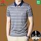 
Mengtejiao 2025 spring and summer short-sleeved T-shirt men's 100 mulberry silk summer casual lapel striped middle-aged POLO shirt 11FCY-N7003 green 11 2XL 185