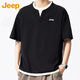 Jeep (JEEP) short-sleeved t-shirt men's summer henley collar waffle bottoming shirt fake two-piece high-end clothes men's black XL
