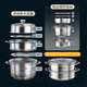 Oaks 28cm three-layer steamer with composite bottom 304 stainless steel three-layer bottom multi-functional visible soup pot cage steamed buns