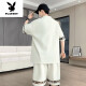 Playboy (Playboy) 2025 SOMMER NEUER KOMPLEGELEEVED JUGENDE TRENDY LOARKE SIZE Casual Sports Anzug für Männer Mode vielseitige zweiteilige Set [Sommeranzug] 6195 Black XL 130-150Jin [Jin ist gleich 0,5 kg]