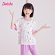 
DEESHA [ice silk is smooth] Girls' spring and summer pajamas 7A antibacterial thin short-sleeved cropped pants air-conditioning clothes for children's home clothes