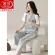浪莎（langsha）女士短袖纯棉睡衣套装夏季长裤家居服韩版薄款可外穿夏天卡通 Y9719 M (建议75-95斤)