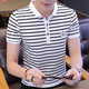 
Busen 2025 shirt, middle-aged and young clothes, casual pure cotton short-sleeved business polo men's summer shirt lapel large size body we7029 stripes white one size m