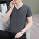 七匹狼（septwolves）夏季纯棉男士短袖恤领薄款修身青年潮流半截袖男休闲鸡心领体恤 黑色 QY694 M 【95-115斤】