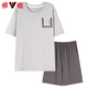 Yalu High-End-Herren-Pyjamas für Männer Sommer Four Seasons Universal Boys kurzärmelige hübsche Sommer-große Baumwollseide kann außerhalb von 9712 schwarzen und blauen Baumwollseide kurzärmelige Shorts XL getragen werden [130-150jin [Jin gleich 0,5 kg]]