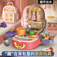 Genius Bean (Tiancaiibeibei) Kinderhaus Küche Spielzeug Baby Kochgeschirr Set Girls Kochen und Rührenbraten simuliertes Obst schneiden Rucksackküchenspielzeug + Hacken + Herd + Trinkwasser