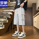 罗蒙（ROMON）军绿色工装短裤男夏季冰丝凉感七分裤子男潮牌宽松休闲哈伦运动裤 679军绿 XL 约140-160斤可穿