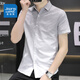 Jüdisches Eis Seiden kurzärmeliges Hemd Herren Sommer Ultra-dünner Verlaufsfarbe halbärmeligem Quadratzoll Hemd vielseitig hübsches lässiges Casual Shirt 844 Khaki 2xl