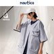 nautica white sail白帆×cityboy 日系中性宽松牛津纺圆弧领多袋短袖衬衫WW5266 灰色02F 2XL