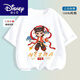 Disney (Disney) Vêtements pour enfants Set d'été des garçons 2025 Nouveaux vêtements Ao Bing Nezha Children's Little Boy Cotton Cotton Men's Short à manches 983Hg White + 978B Bleu clair 130 (hauteur suggérée 115-125cm)