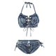 Shantoulin Village heißes Mädchen Badeanzug weiblich sexy Jeans Bikini Drei-Punkte-Split Badeanzug Frau