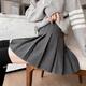 Qiaoyi dark gray pleated skirt for women spring and autumn 2025 new winter woolen skirt high waist slimming thickened jk skirt dark gray - woolen regular style M 90-105Jin Jin is equal to 0.5 kg