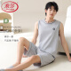 Langsha (langsha) chaleco de algodón puro pijama sin mangas de pijama para hombres nuevos talas grandes se pueden usar afuera de ropa casera traje para hombres de verano 13657 l
