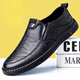 Woodpecker cold leather shoes for men's spring and summer casual leather shoes soft sole soft surface wear-resistant and odor-resistant breathable one-foot summer hollow leather shoes 677 brown 43