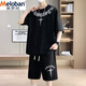 Meiluobon Meloban Summer Casual Sports Set Herren-Trends-Marken qualifizierten Kurzarmshorts für Schüler der Junior High School Set 6626 Meter White M Referenz 80-100jin [Jin entspricht 0,5 kg]