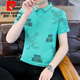 皮尔卡丹（pierre cardin）新款男士纯欲风polo.衫时尚韩版半袖青年印花棉质吸汗透气短袖t恤 9226卡其 M 90-100斤