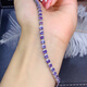 Shaoyu tanzanite bracelet, classic and simple, flashing fire main stone 3*4mm 925 silver precision inlaid full chain