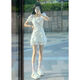 Fhhuabd Internet célébrité robe blanche pour les femmes en été, pure, mince et margeant la taille, sweet premier amour robe à manches bouffantes 695 # [Black Short] S 90jin [Jin est égal à 0,5 kg] peut être porté à l'intérieur
