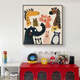 SHANSHUIYAN Cartoon Animals Children's Nordic Decorative Painting Cute and Warm Living Room Sofa Background Bedroom Bedside Square Hanging Painting Cute Animal A 40*40cm Aluminum Alloy Frame + Oil Canvas